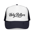 Holy Rollers Foam Trucker Hat | Script Logo, Colored Visor & Mesh on White