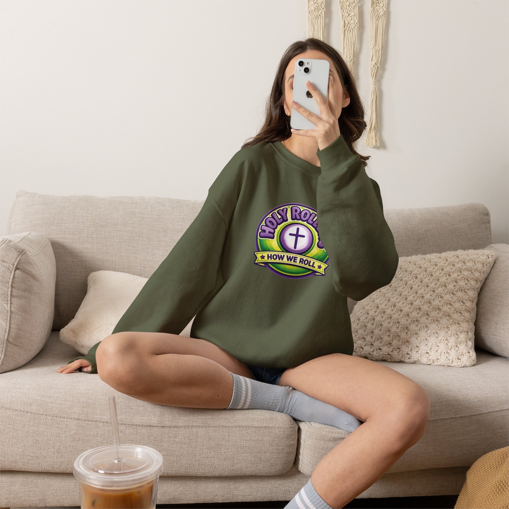 Holy Rollers Christian apparel: Holy Rollers How We Roll sweatshirt | Christian faith crewneck