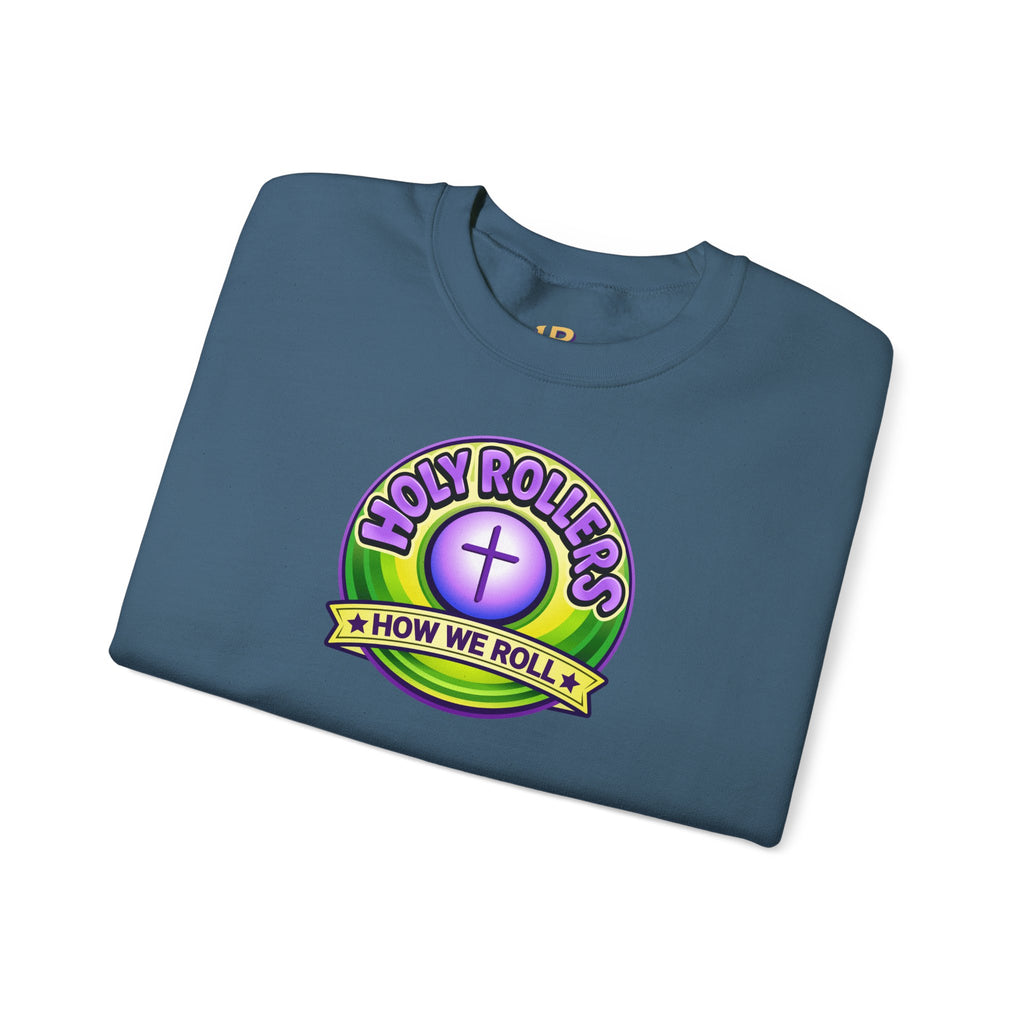 Holy Rollers Christian apparel thumbnail: Holy Rollers How We Roll sweatshirt | Christian faith crewneck