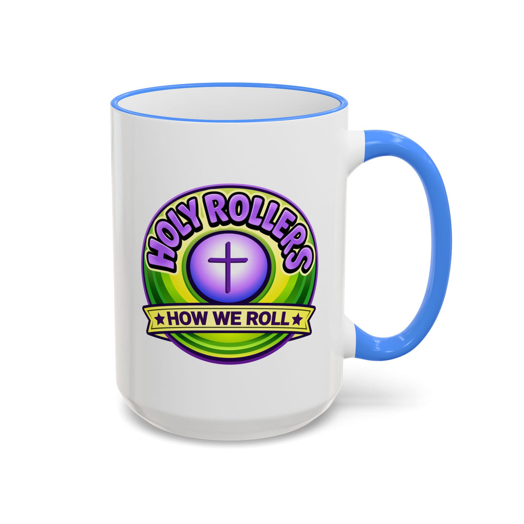 Holy Rollers Christian apparel thumbnail: Holy Roller "Faith Over Fear" Logo Mug | Accent Rim & Handle
