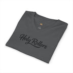 Holy Rollers word-logo t-shirt | Holy Rollers How We Roll V-neck