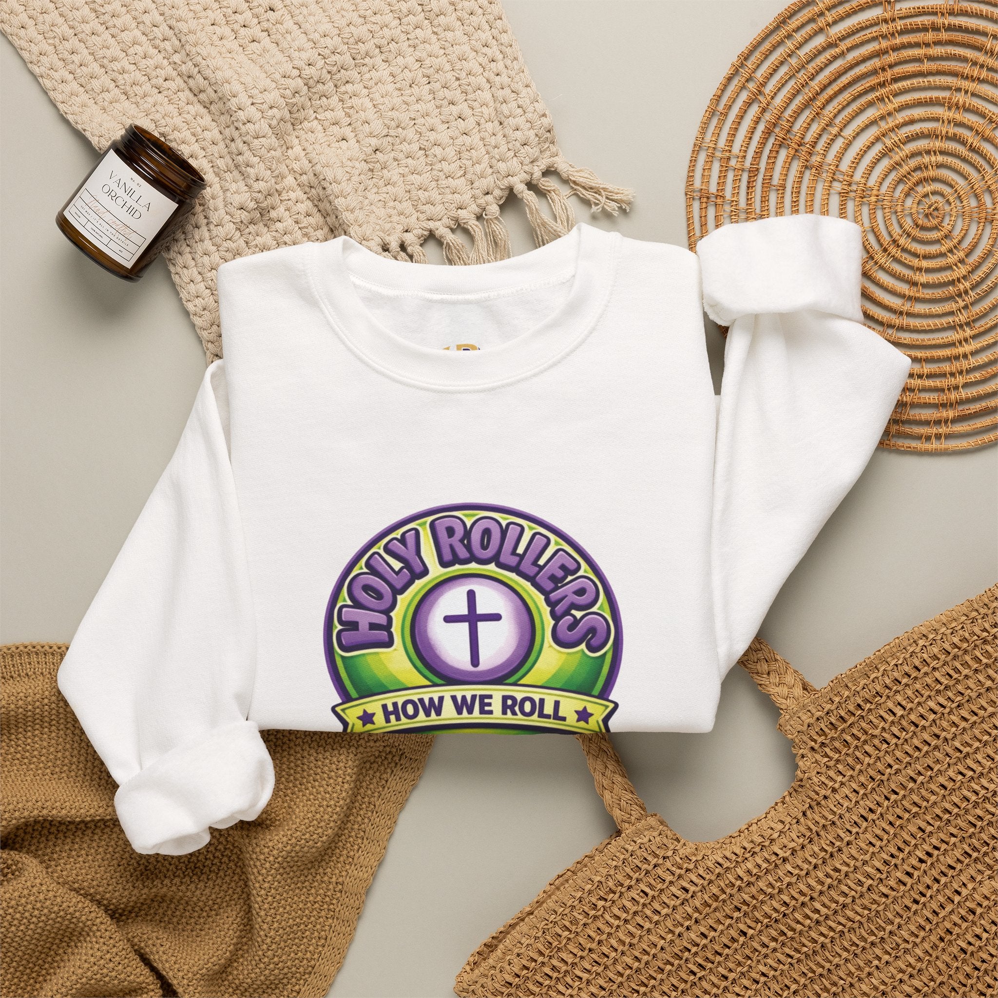 Holy Rollers Christian apparel: Holy Rollers How We Roll sweatshirt | Christian faith crewneck
