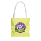 Christian Tote Bag — "Saved By Grace" / "Holy Rollers" Inspirational All-Over Print