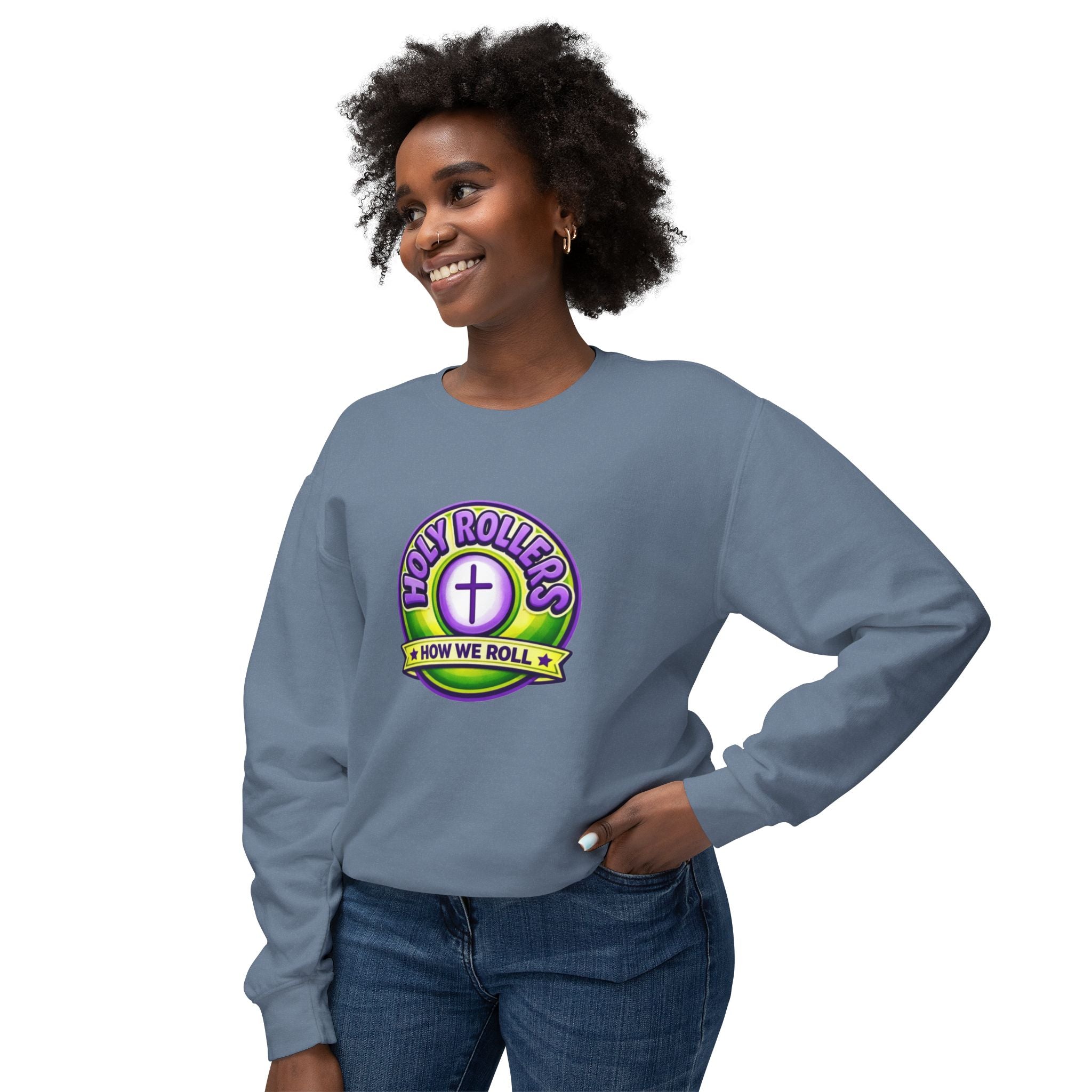 Holy Rollers Christian apparel: Holy Rollers Cross logo sweatshirt | Faith Over Fear graphic sweatshirt