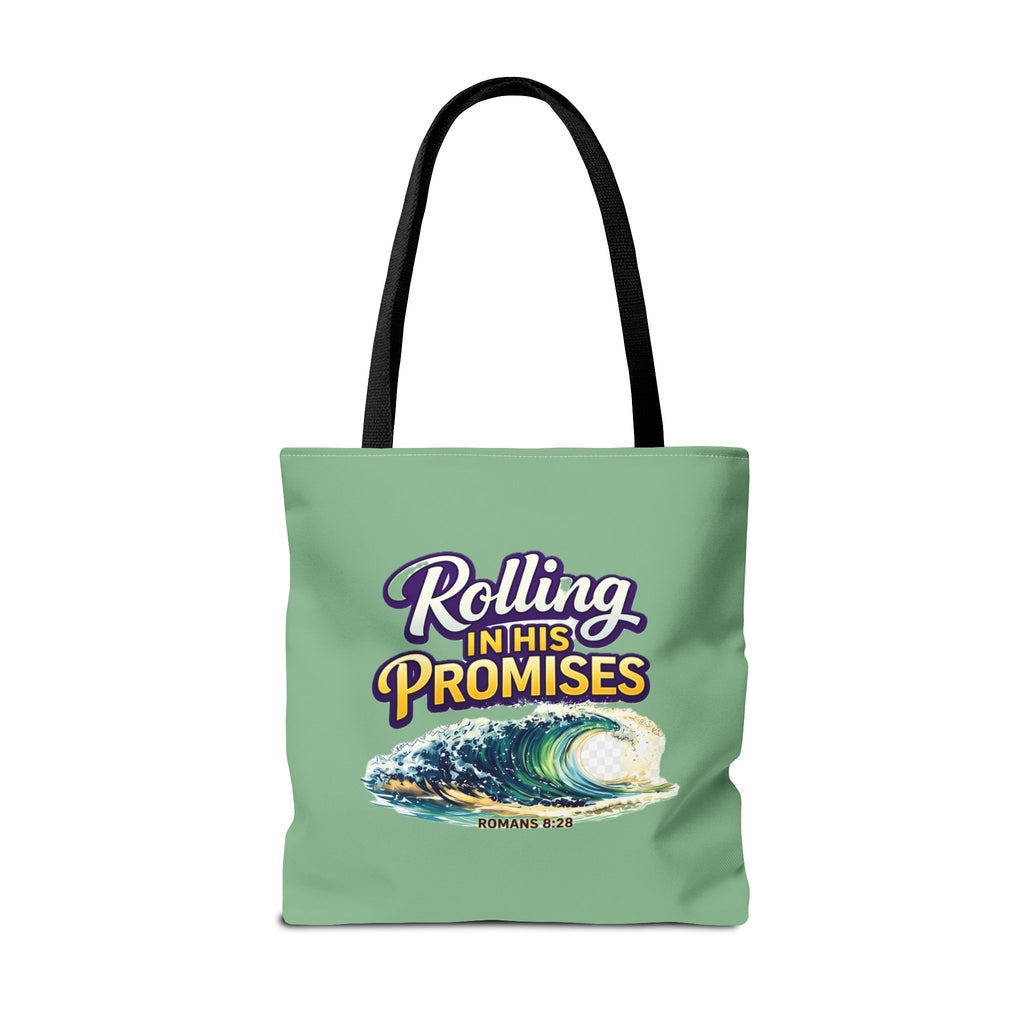 Holy Rollers Christian apparel thumbnail: Christian Tote Bag — "Rolling in His Promises" / Holy Rollers Design