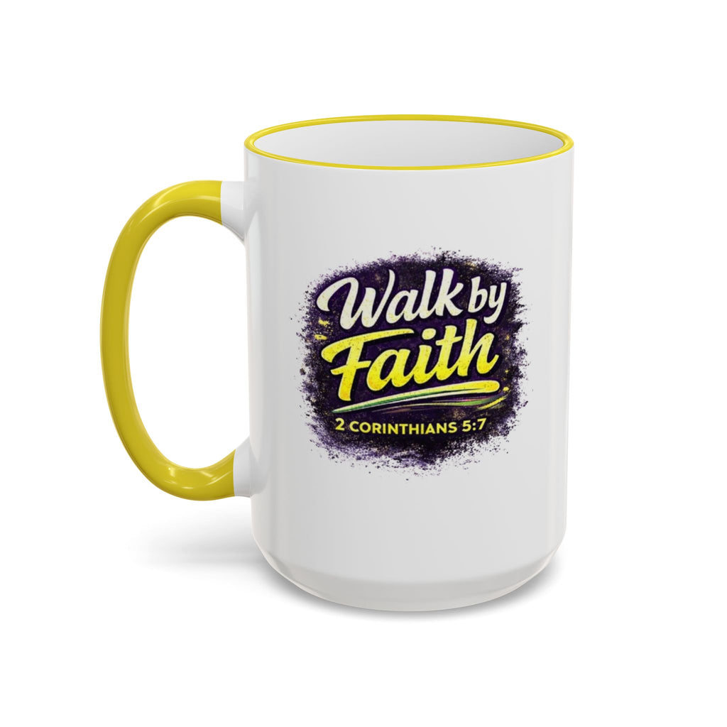Holy Rollers Christian apparel thumbnail: Holy Roller "Walk By Faith"  Logo Mug | Accent Rim & Handle