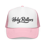 Holy Rollers Foam Trucker Hat | Script Logo, Colored Visor & Mesh on White