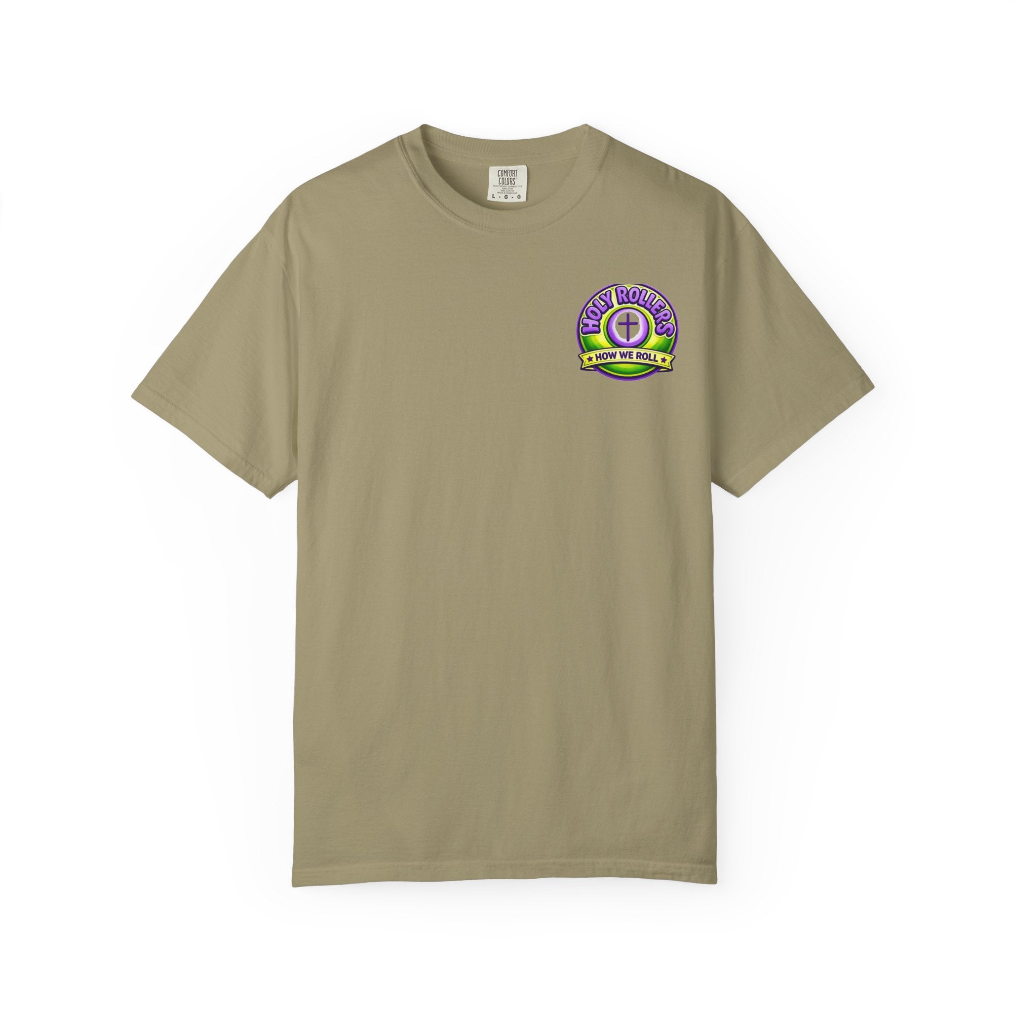 Holy Rollers Christian apparel: Holy Rollers How We Roll faith tee | Colorful Uplifting Gospel HR T-shirt