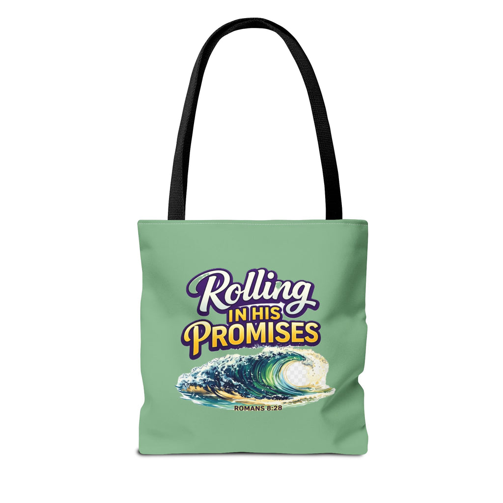 Holy Rollers Christian apparel thumbnail: Christian Tote Bag — "Rolling in His Promises" / Holy Rollers Design