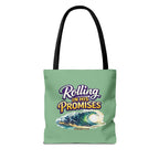 Christian Tote Bag — "Rolling in His Promises" / Holy Rollers Design