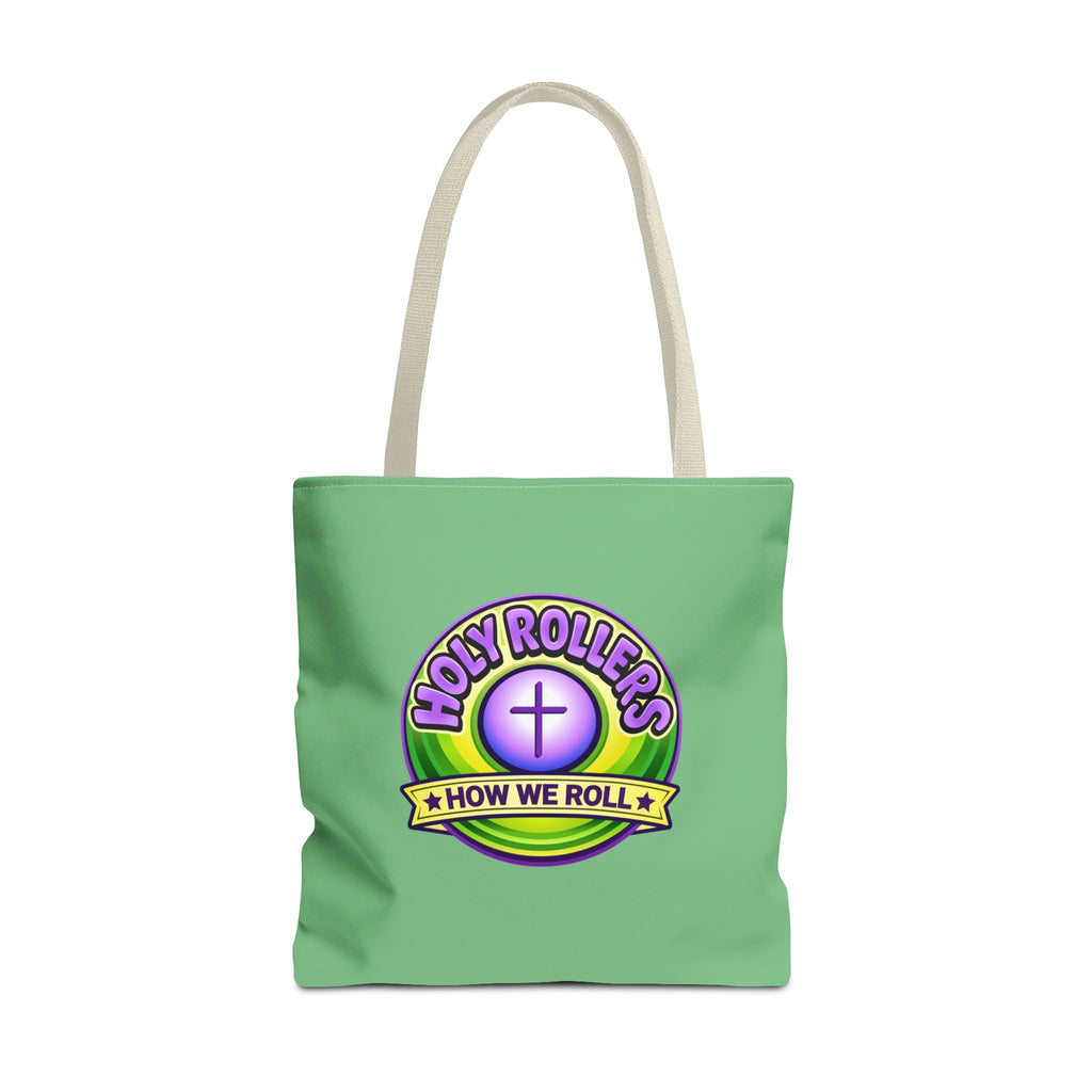 Holy Rollers Christian apparel thumbnail: Christian Tote Bag — "Rolling in His Promises" / Holy Rollers Design
