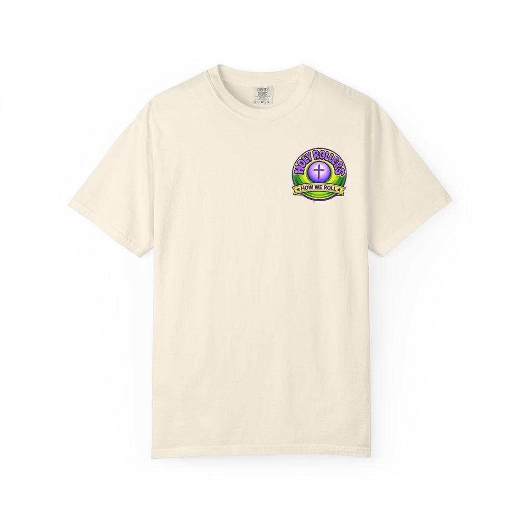 Holy Rollers Christian apparel thumbnail: Rolling in His Promises Holy Rollers T-shirt | Joyful Faith Christian Message