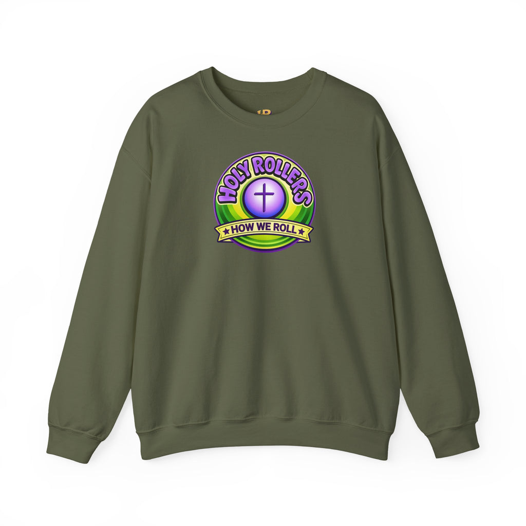 Holy Rollers Christian apparel thumbnail: Holy Rollers How We Roll sweatshirt | Christian faith crewneck