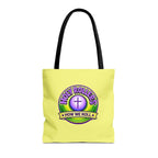 Christian Tote Bag — "Saved By Grace" / "Holy Rollers" Inspirational All-Over Print