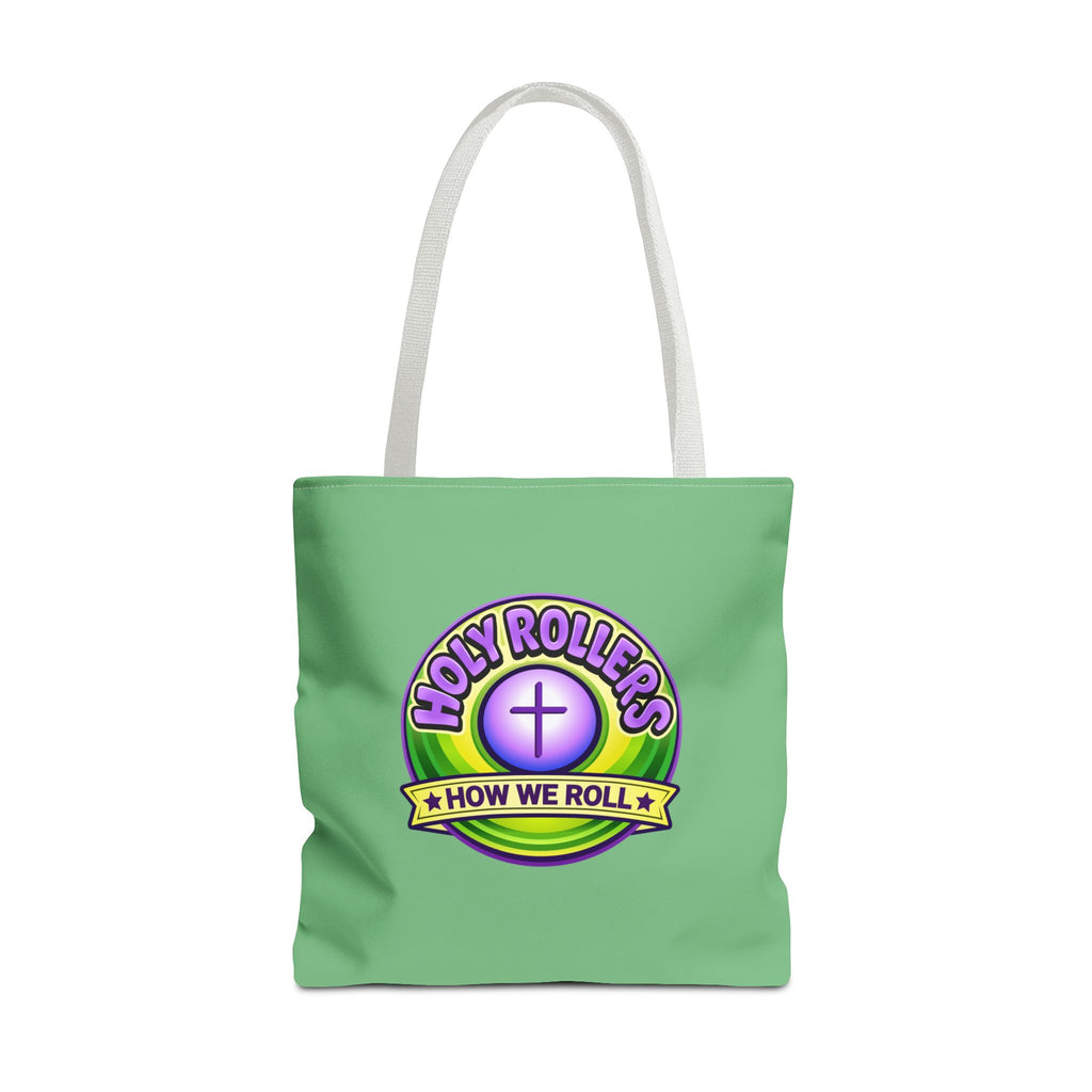 Holy Rollers Christian apparel thumbnail: Christian Tote Bag — "Rolling in His Promises" / Holy Rollers Design