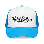 Holy Rollers Foam Trucker Hat | Script Logo, Black & White Mesh