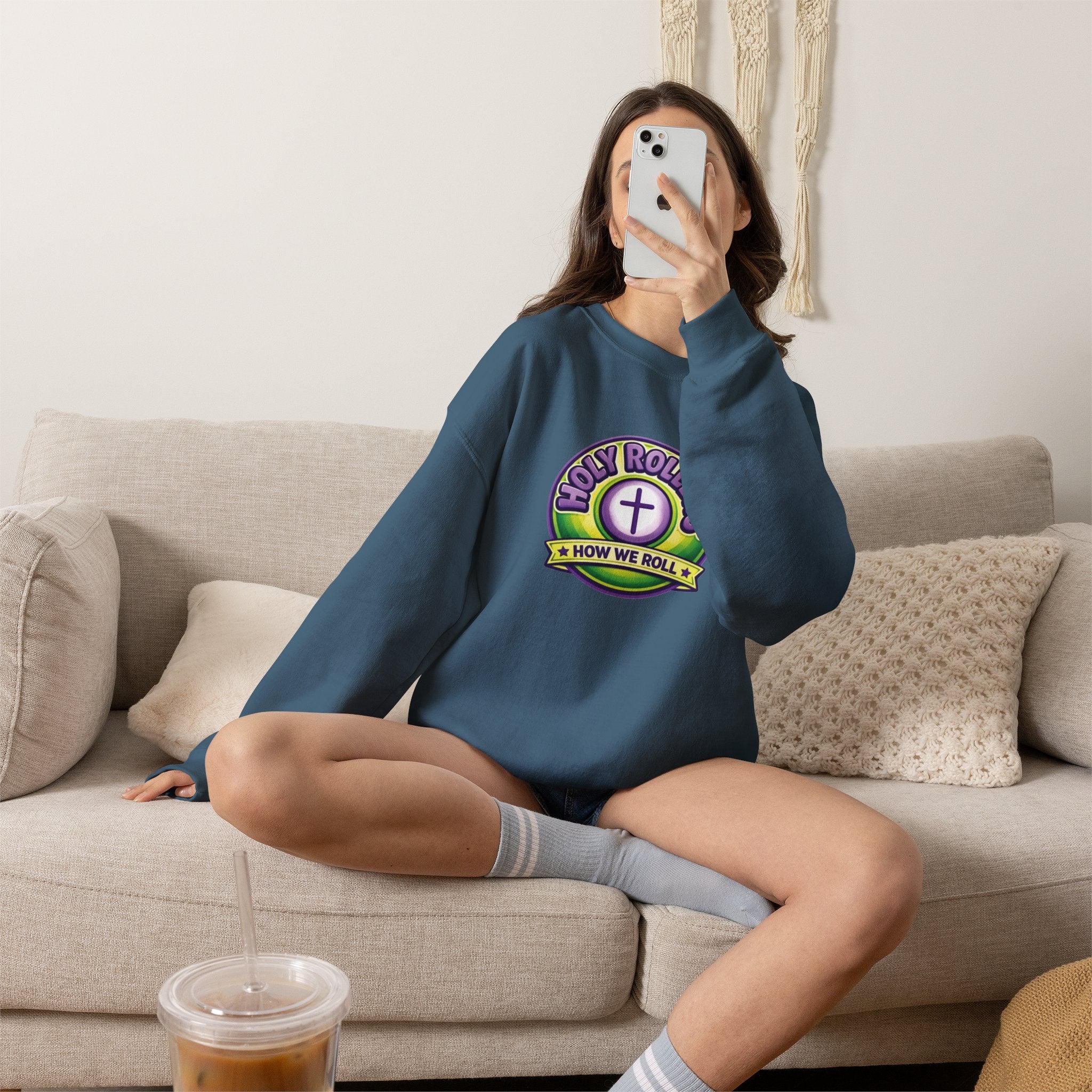 Holy Rollers Christian apparel: Holy Rollers How We Roll sweatshirt | Christian faith crewneck