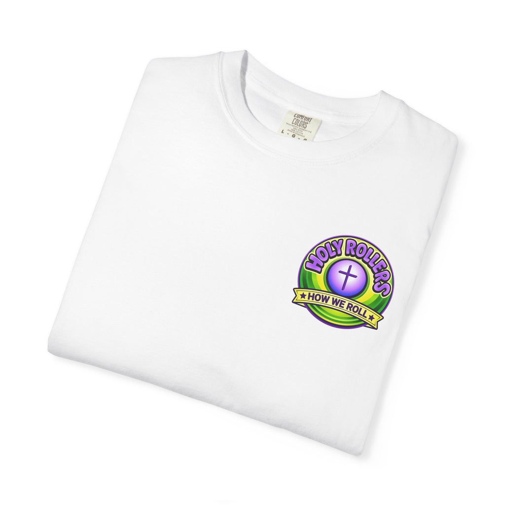 Holy Rollers Christian apparel thumbnail: Rolling in His Promises Holy Rollers T-shirt | Joyful Faith Christian Message