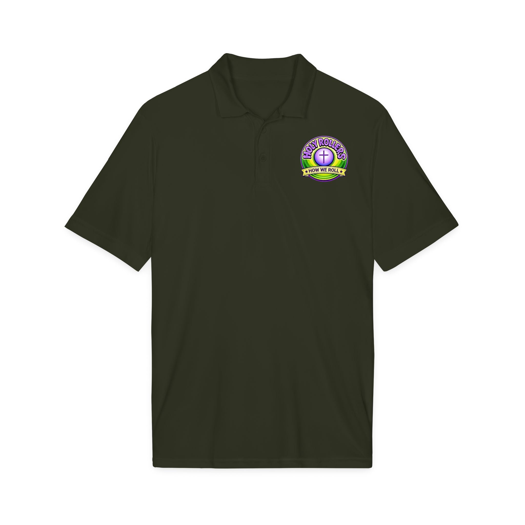Holy Rollers Christian apparel: Holy Roller Cross logo Polo | Embroidered Church Club Shirt
