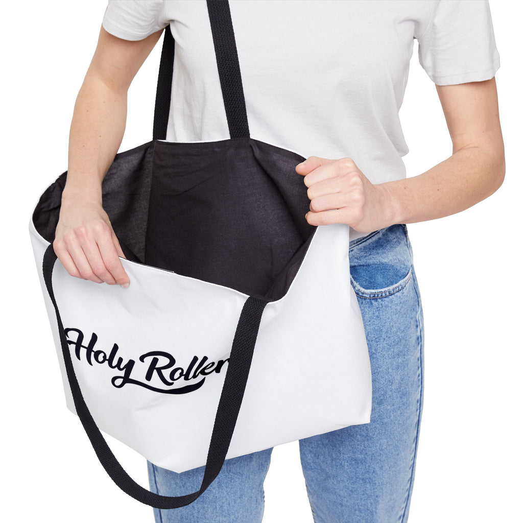 Holy Rollers Christian apparel thumbnail: Holy Rollers Weekender Tote Bag | Rolling in His Promises Scripture Wave