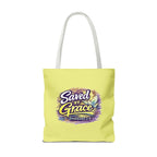 Christian Tote Bag — "Saved By Grace" / "Holy Rollers" Inspirational All-Over Print