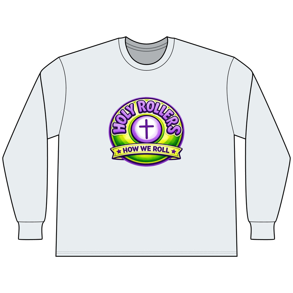 Holy Rollers Christian apparel thumbnail: Faith Over Fear Long Sleeve Tee — "How We Roll" Holy Rollers Christian Shirt