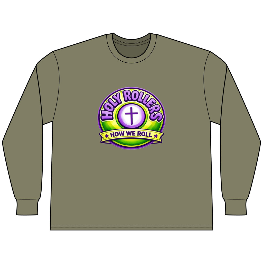 Holy Rollers Christian apparel thumbnail: Faith Over Fear Long Sleeve Tee — "How We Roll" Holy Rollers Christian Shirt