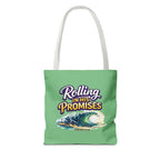 Christian Tote Bag — "Rolling in His Promises" / Holy Rollers Design