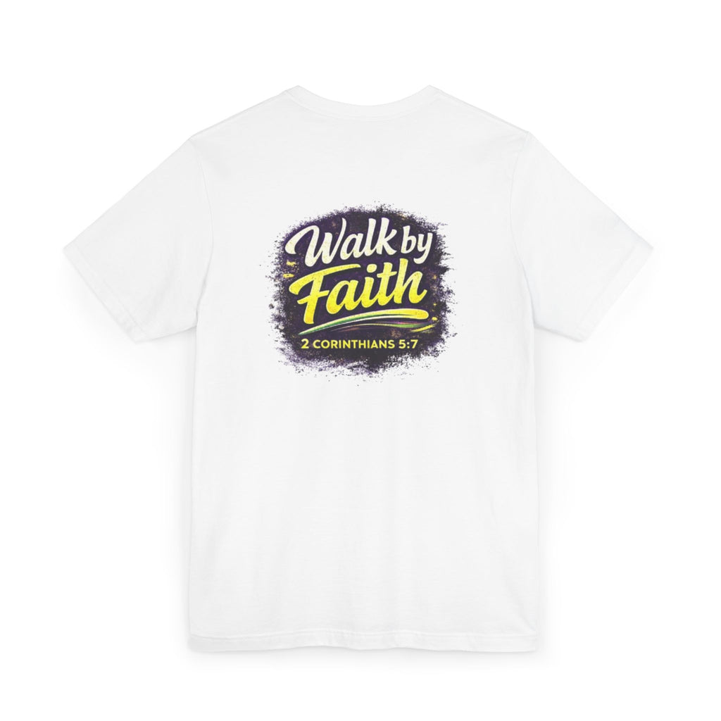Holy Rollers Christian apparel thumbnail: Walk by Faith Holy Rollers T-Shirt | Uplifted Confident Joyful Faith Tee
