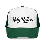 Holy Rollers Foam Trucker Hat | Script Logo, Black & White Mesh