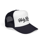 Holy Rollers Foam Trucker Hat | Script Logo, Black & White Mesh