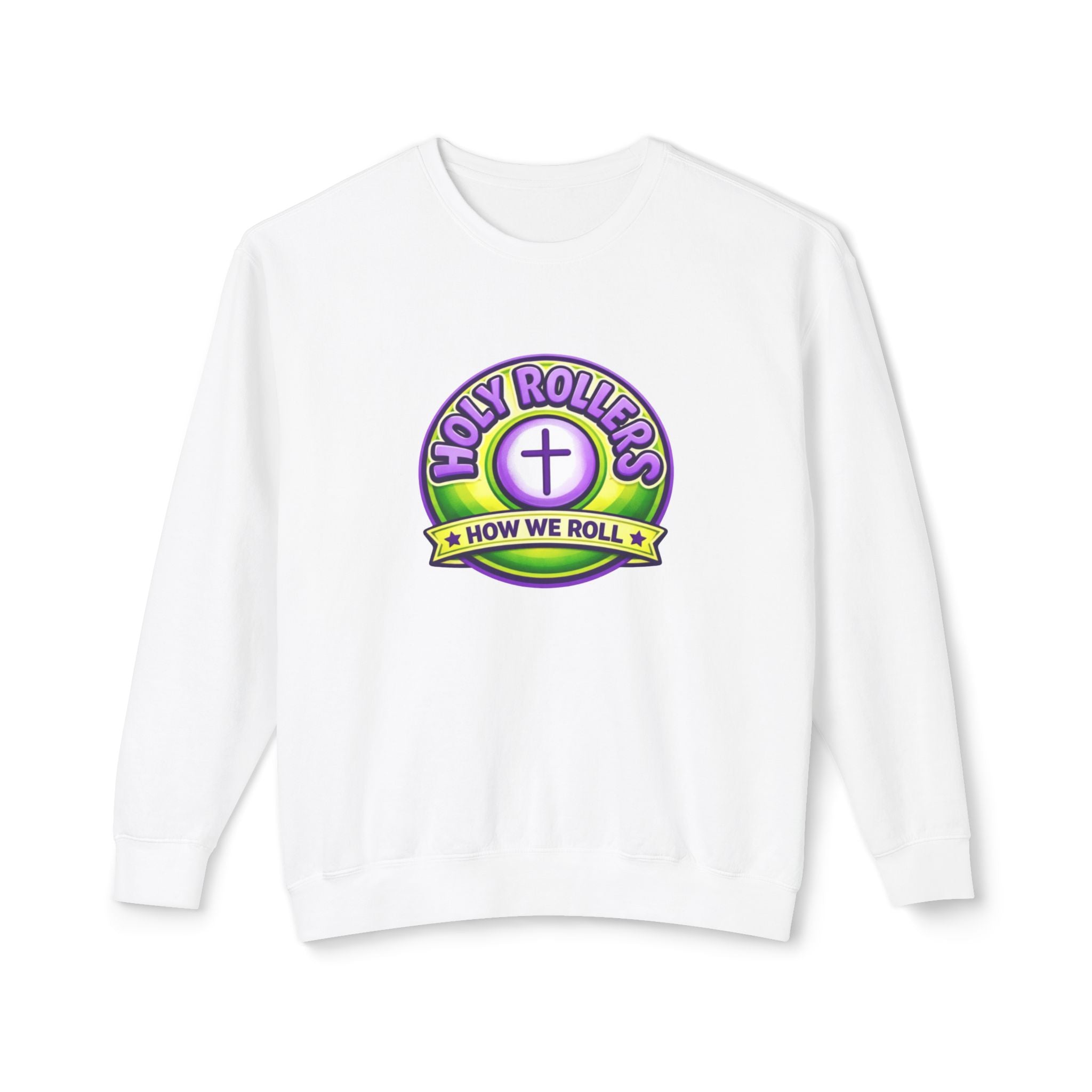 Holy Rollers Christian apparel: Holy Rollers Cross logo sweatshirt | Faith Over Fear graphic sweatshirt