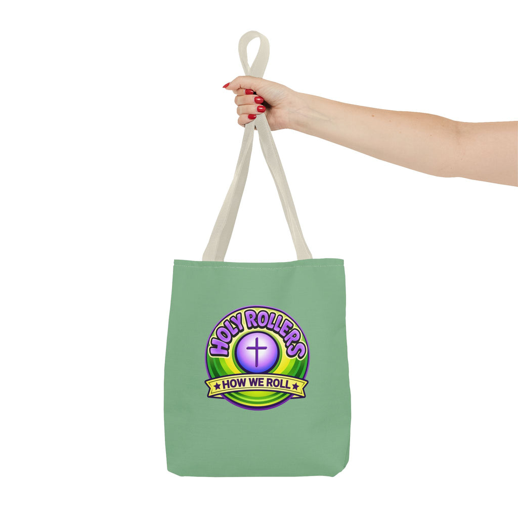 Holy Rollers Christian apparel thumbnail: Christian Tote Bag — "Rolling in His Promises" / Holy Rollers Design