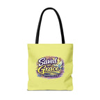 Christian Tote Bag — "Saved By Grace" / "Holy Rollers" Inspirational All-Over Print