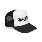 Holy Rollers Foam Trucker Hat | Script Logo, Black & White Mesh