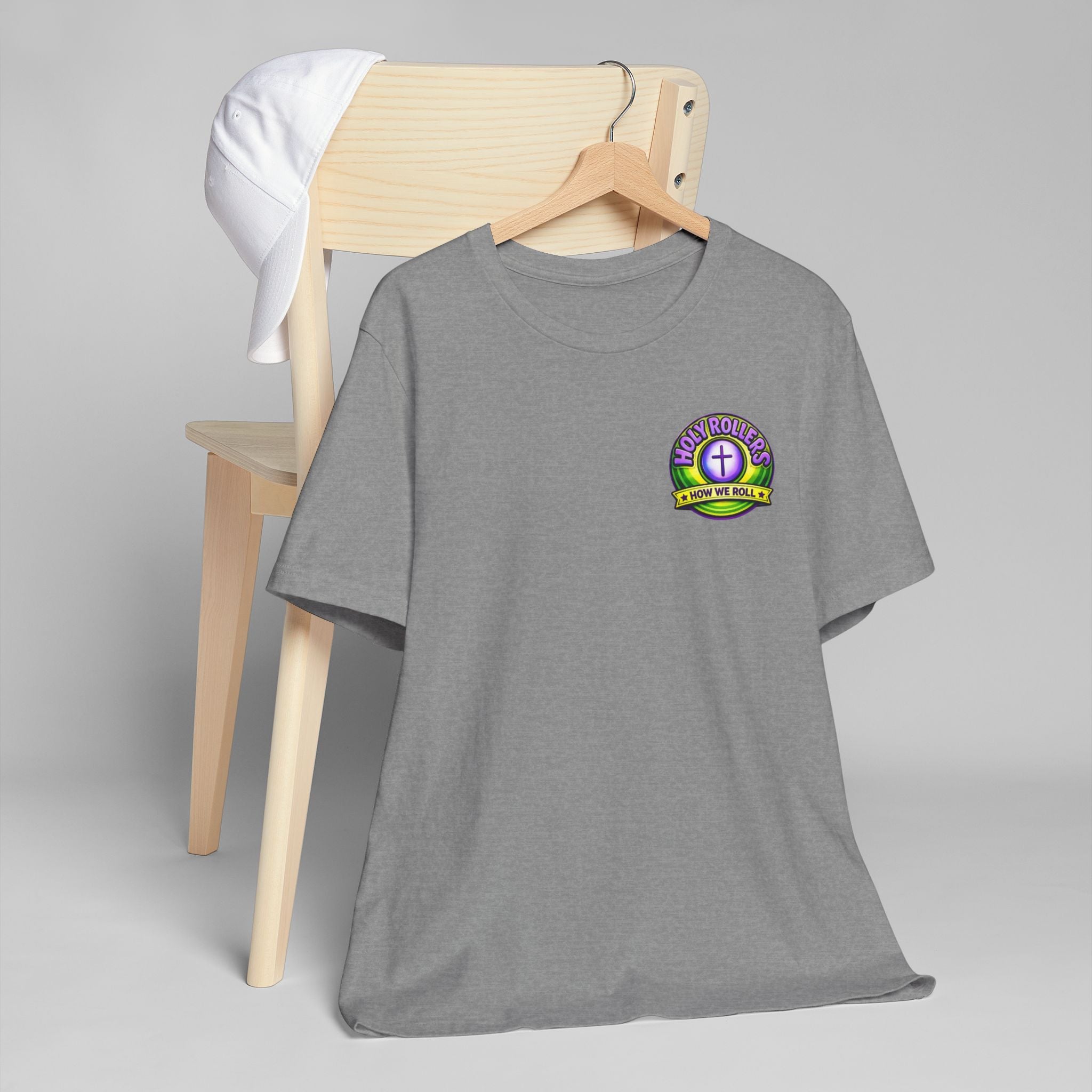 Holy Rollers Christian apparel: Walk by Faith Holy Rollers T-Shirt | Uplifted Confident Joyful Faith Tee