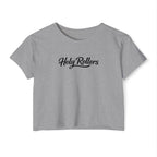 Women's Crop Top — "Holy Rollers" Front & "Not Perfect Just Forgiven" Back Christian Festival Tee