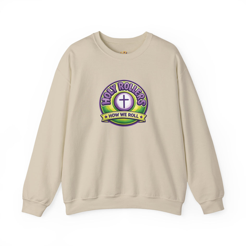 Holy Rollers Christian apparel thumbnail: Holy Rollers How We Roll sweatshirt | Christian faith crewneck