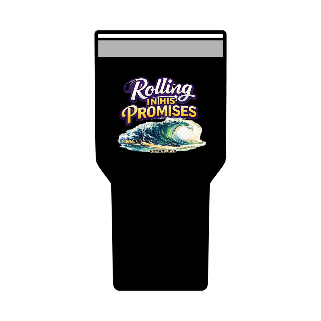 Holy Rollers Christian apparel thumbnail: Holy Rollers cross logo Insulated Tumbler | Rolling in His Promises wave design Tumbler