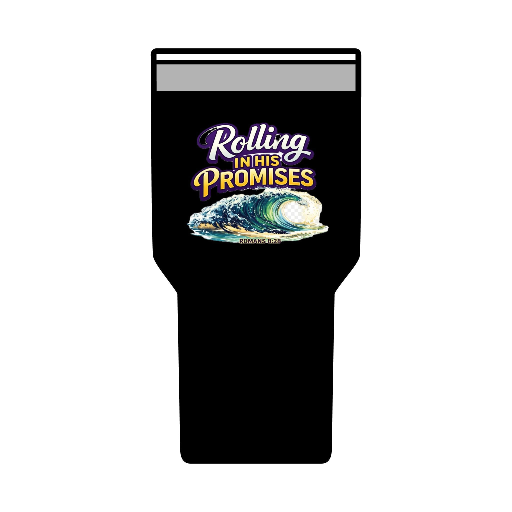 Holy Rollers Christian apparel: Holy Rollers cross logo Insulated Tumbler | Rolling in His Promises wave design Tumbler