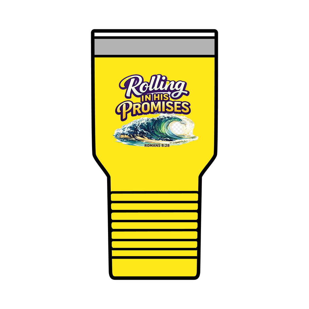 Holy Rollers Christian apparel thumbnail: Holy Rollers cross logo Insulated Tumbler | Rolling in His Promises wave design Tumbler