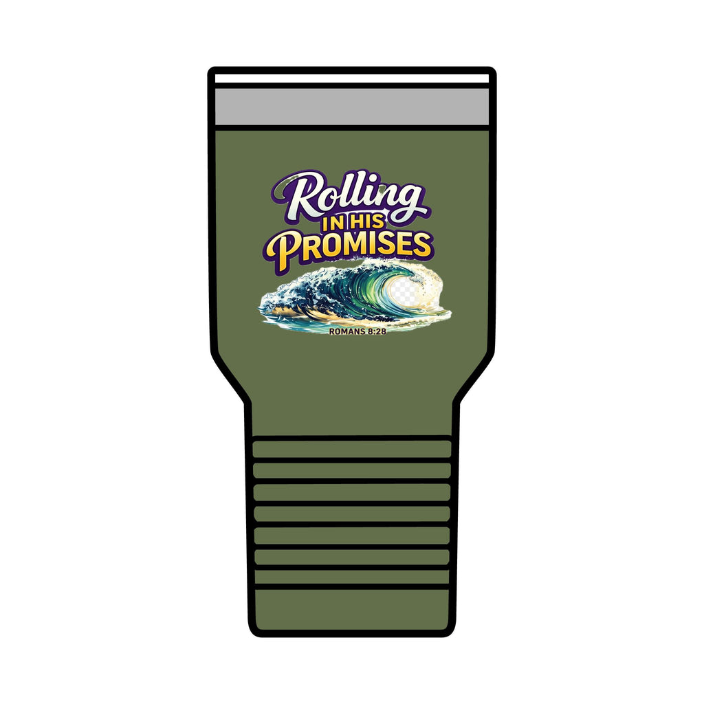 Holy Rollers Christian apparel thumbnail: Holy Rollers cross logo Insulated Tumbler | Rolling in His Promises wave design Tumbler