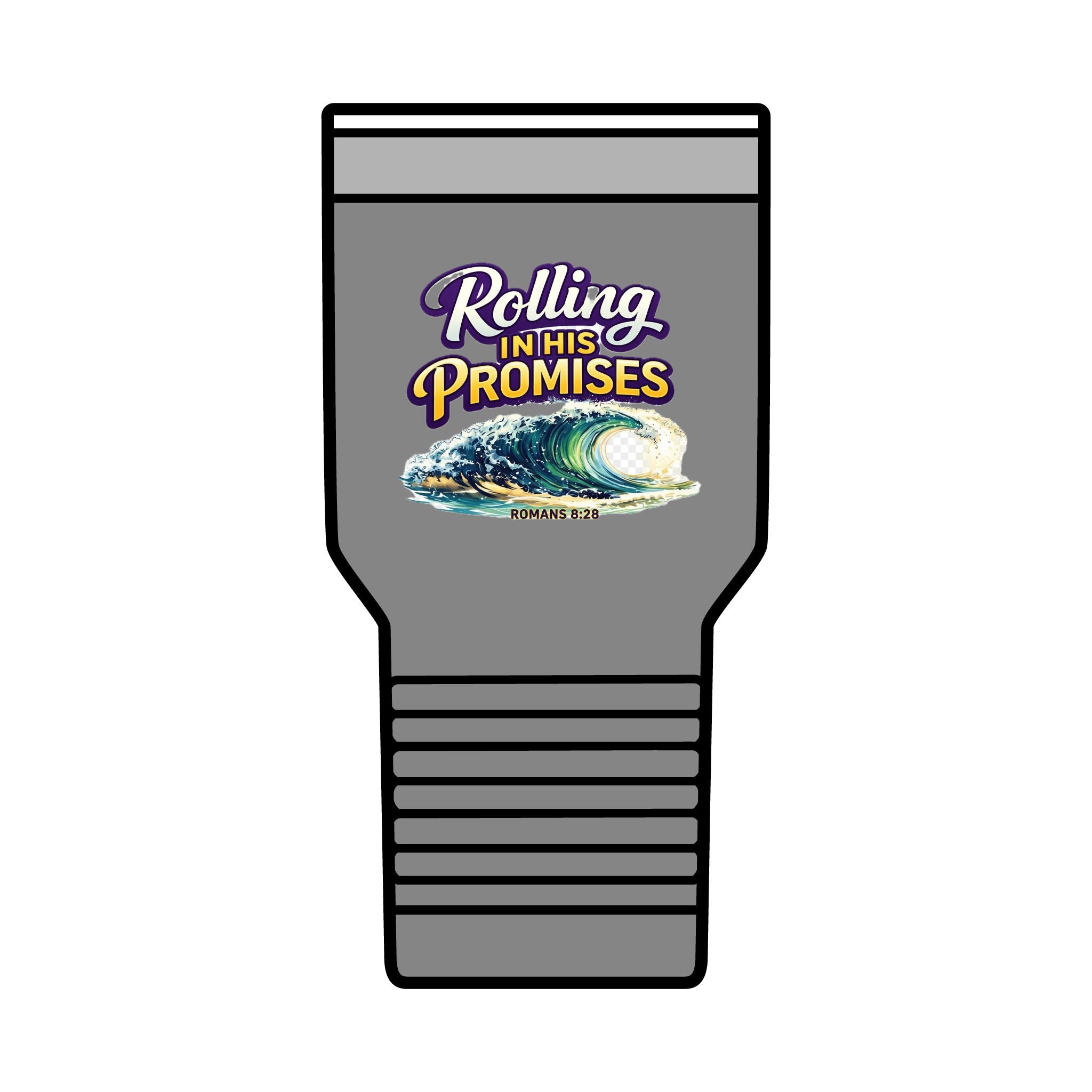 Holy Rollers Christian apparel: Holy Rollers cross logo Insulated Tumbler | Rolling in His Promises wave design Tumbler