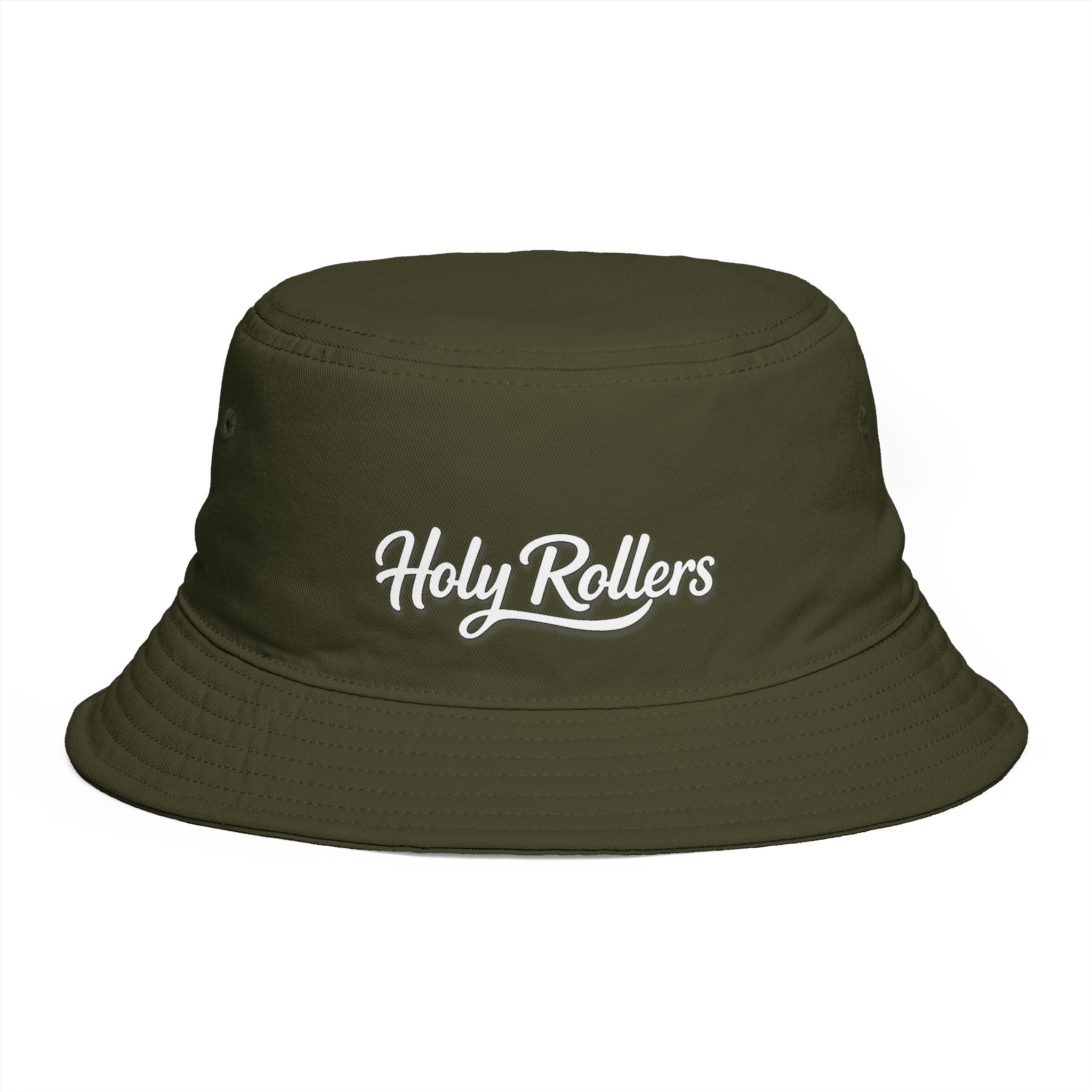Holy Rollers Christian apparel: Holy Rollers Embroidered Bucket Hat — Brown Casual Faith-Inspired Sun Hat