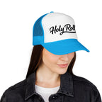 Holy Rollers Foam Trucker Hat | Script Logo, Black & White Mesh
