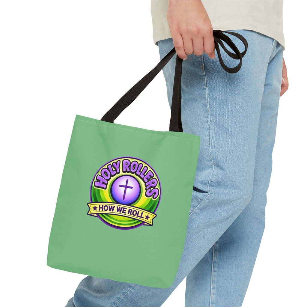 Holy Rollers Christian apparel thumbnail: Christian Tote Bag — "Rolling in His Promises" / Holy Rollers Design