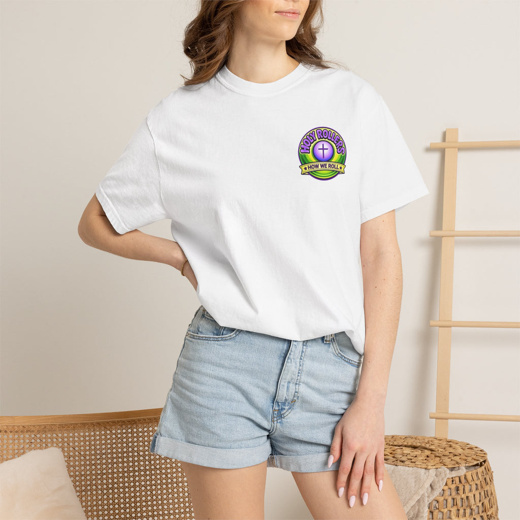 Holy Rollers Christian apparel thumbnail: Rolling in His Promises Holy Rollers T-shirt | Joyful Faith Christian Message