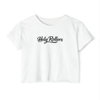 Women's Crop Top — "Holy Rollers" Front & "Not Perfect Just Forgiven" Back Christian Festival Tee