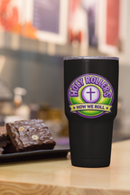 Holy Rollers cross logo Insulated Tumbler | Rolling in His Promises wave-design Tumbler