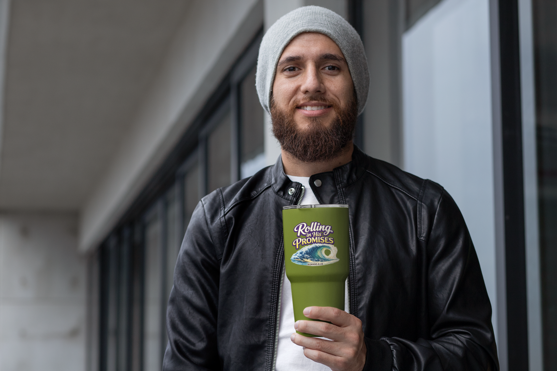 Holy Rollers Christian apparel: Holy Rollers cross logo Insulated Tumbler | Rolling in His Promises wave-design Tumbler